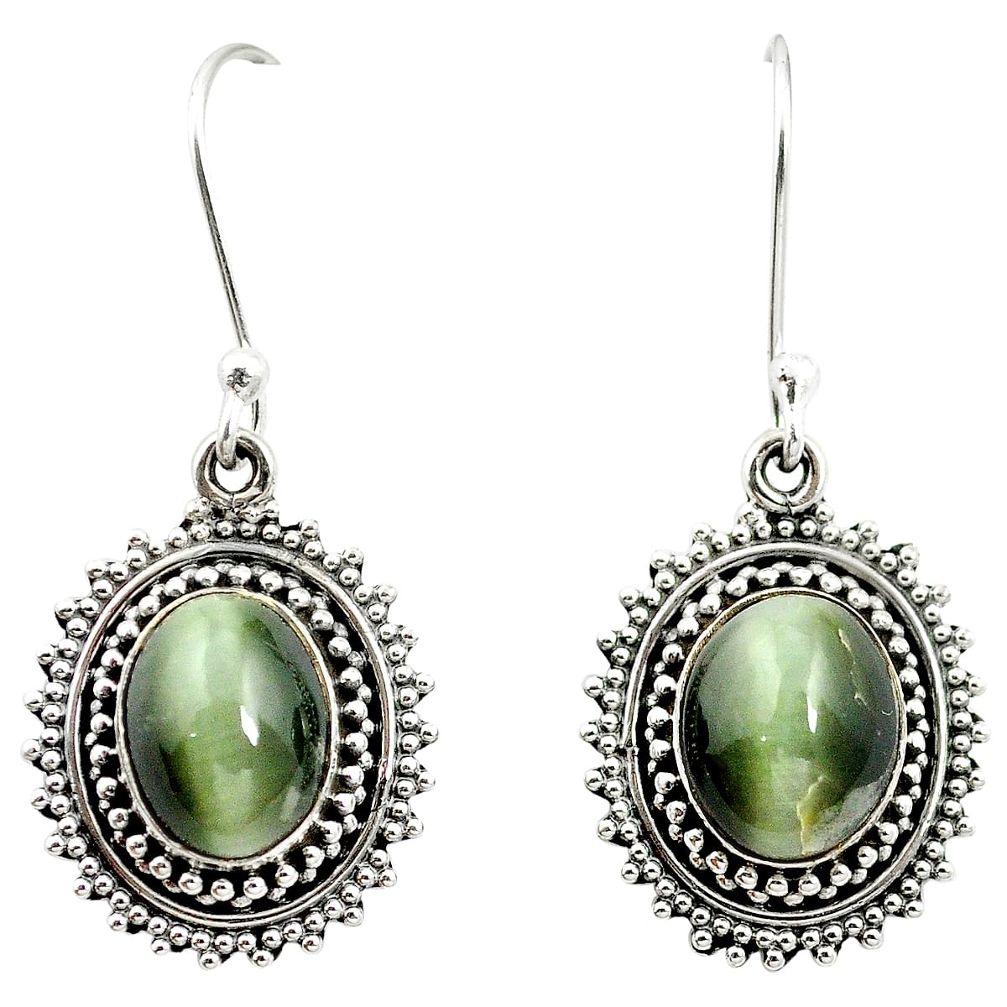 Green cats eye 925 sterling silver dangle earrings jewelry m62888