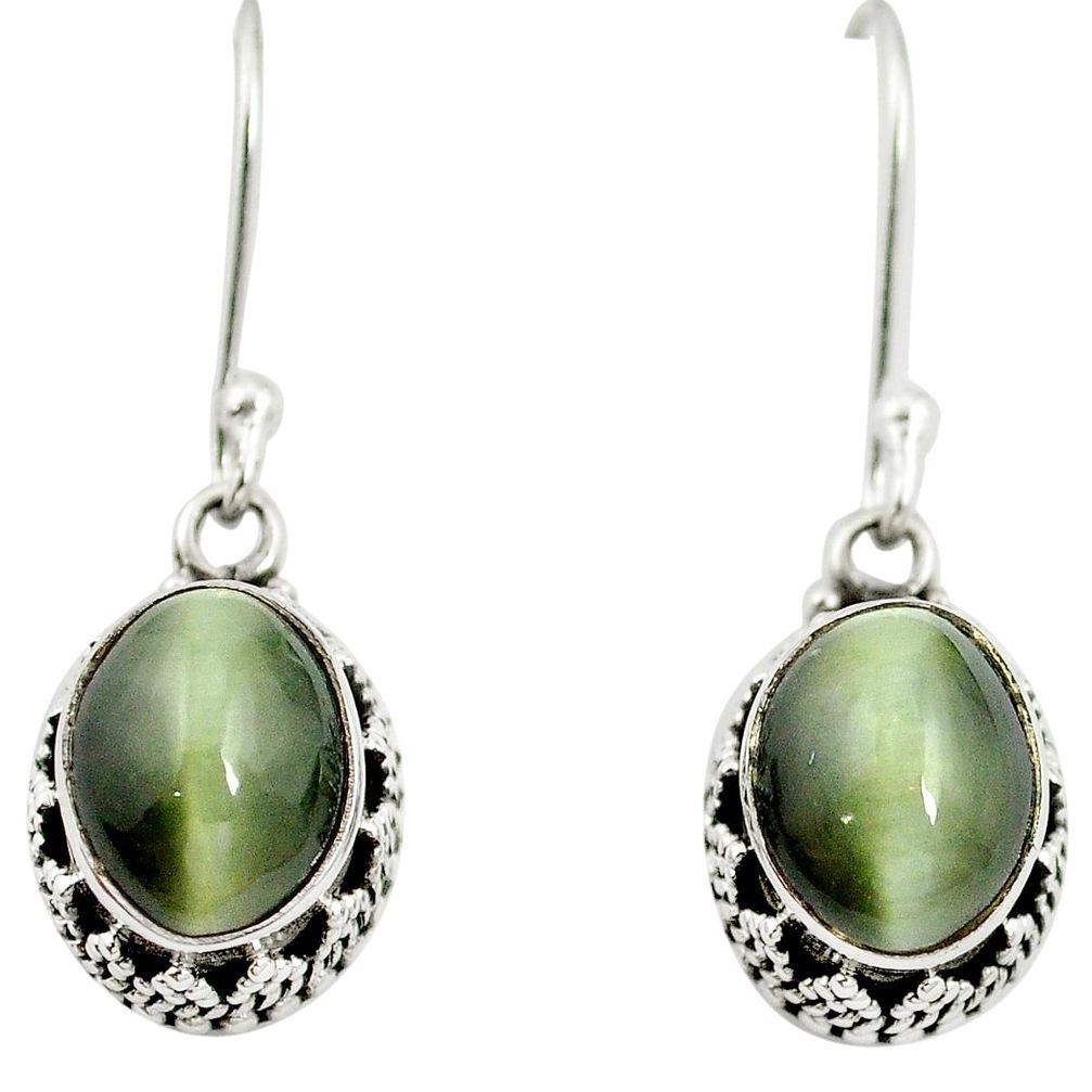 Green cats eye 925 sterling silver dangle earrings jewelry m62889