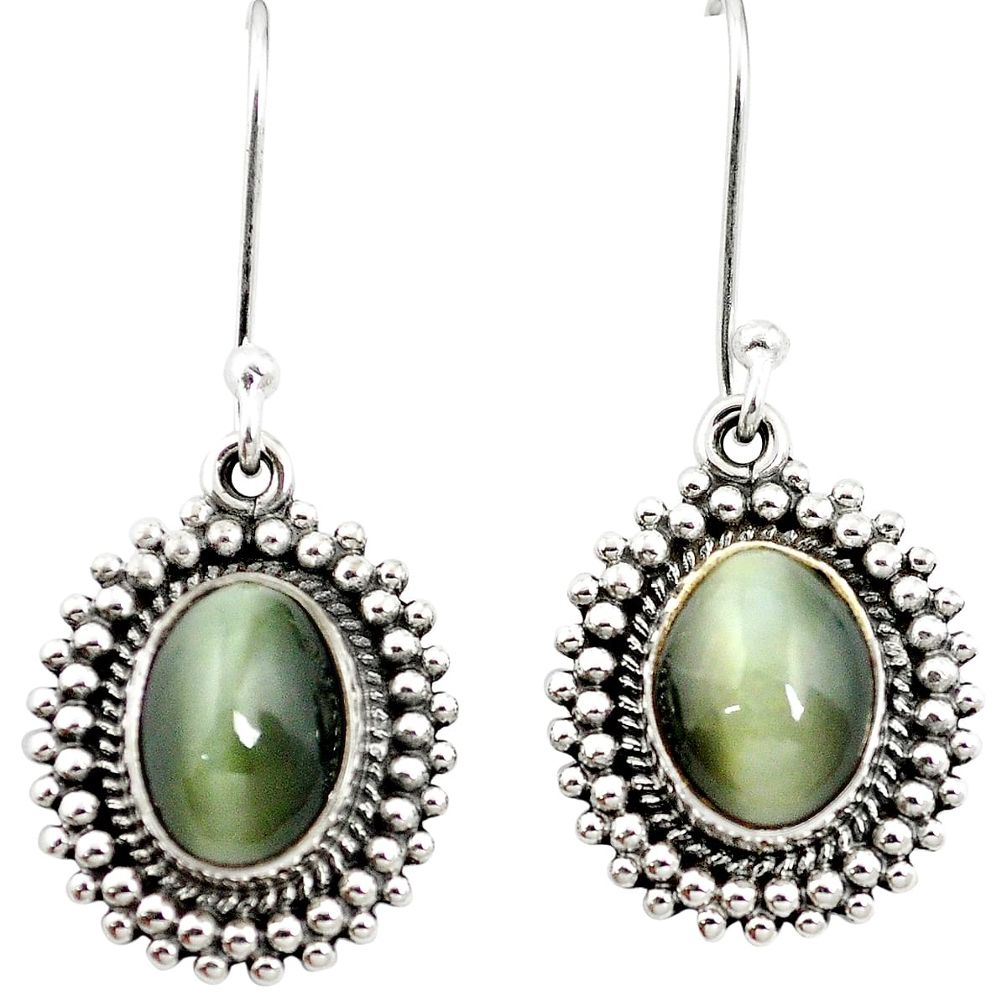 Green cats eye 925 sterling silver dangle earrings jewelry m62890
