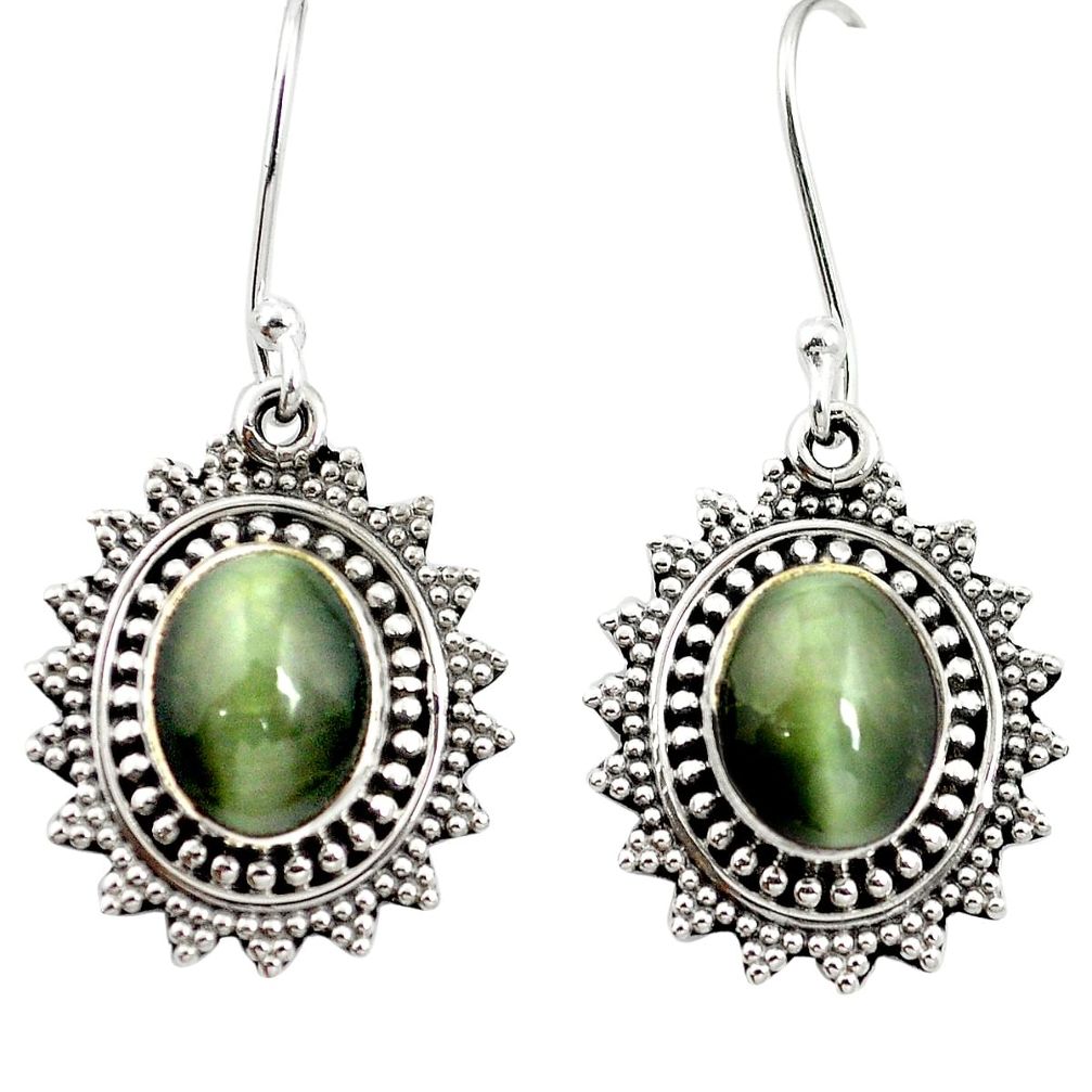 Green cats eye 925 sterling silver dangle earrings jewelry m62892