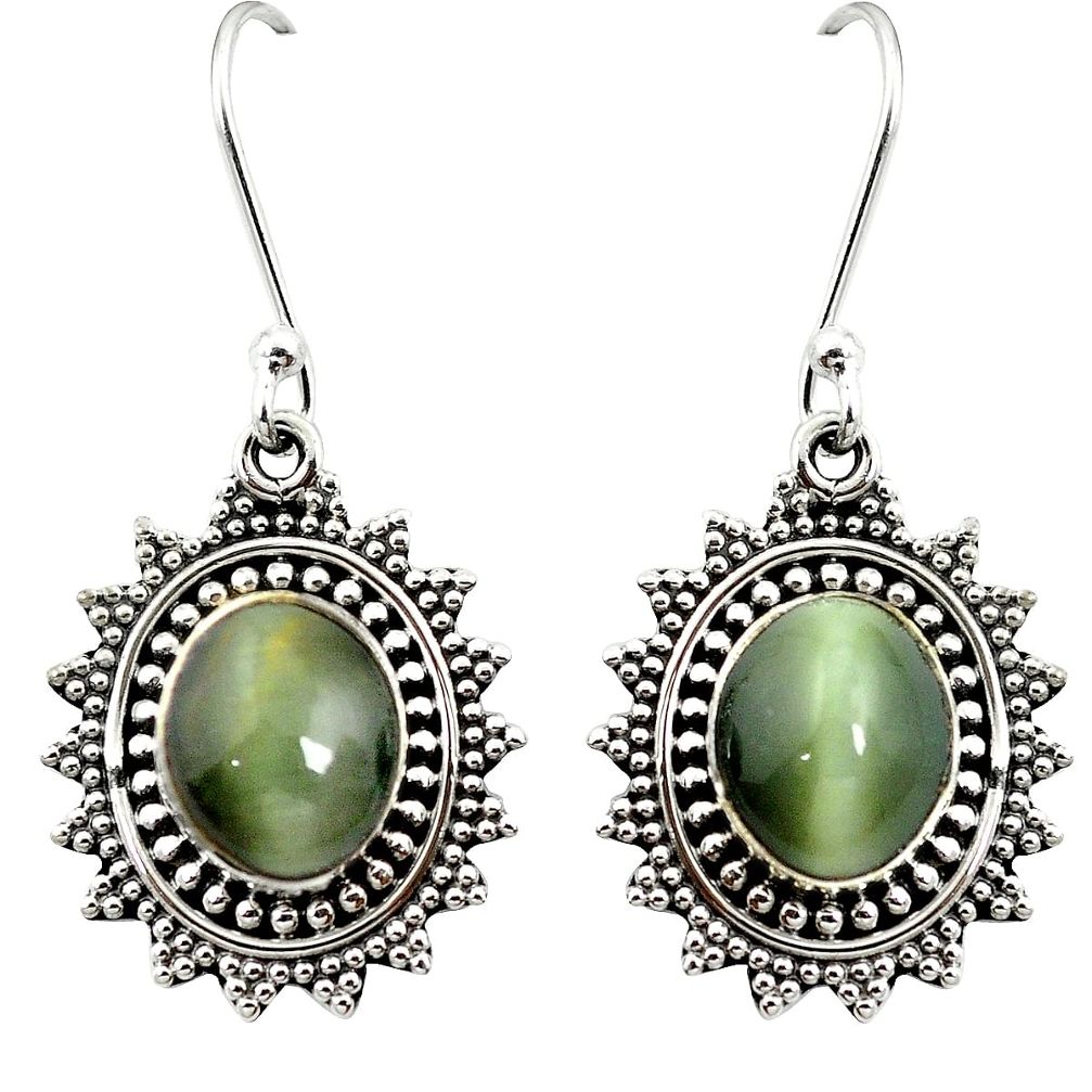Green cats eye 925 sterling silver dangle earrings jewelry m62895