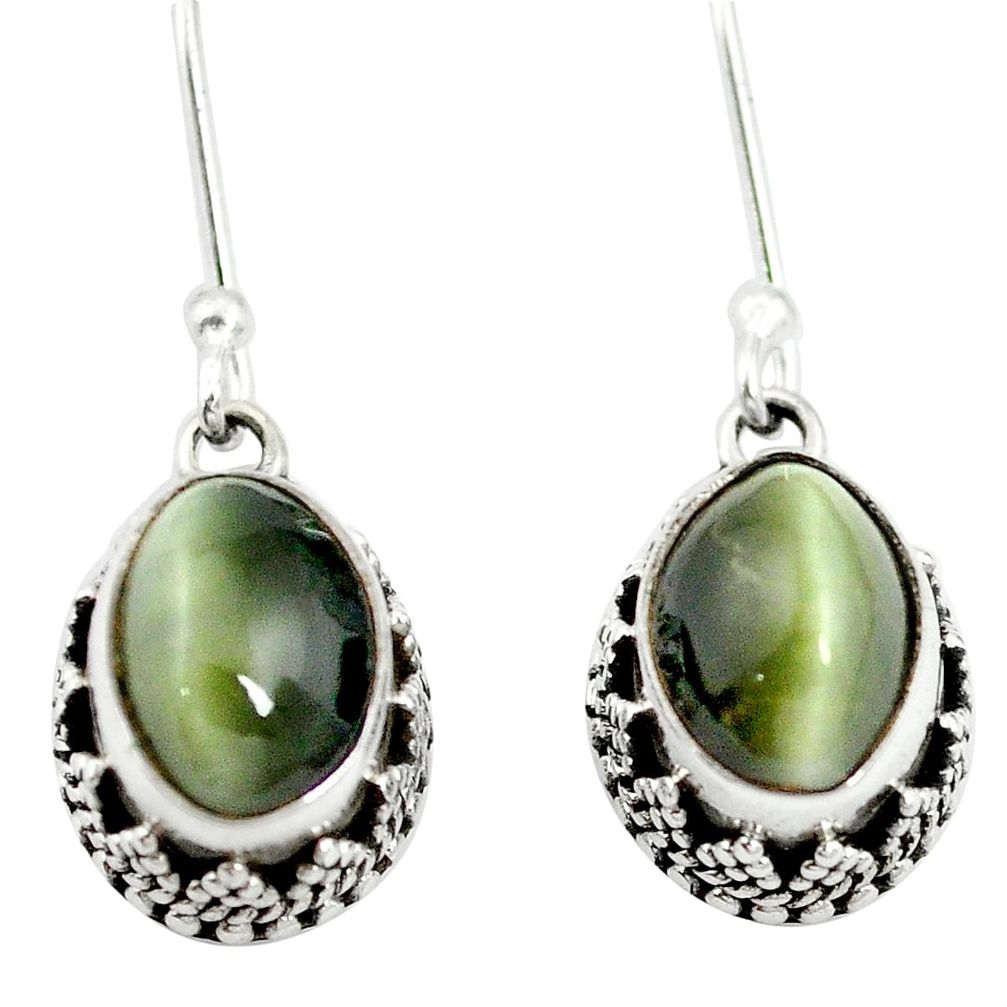 925 sterling silver green cats eye dangle earrings jewelry m62896