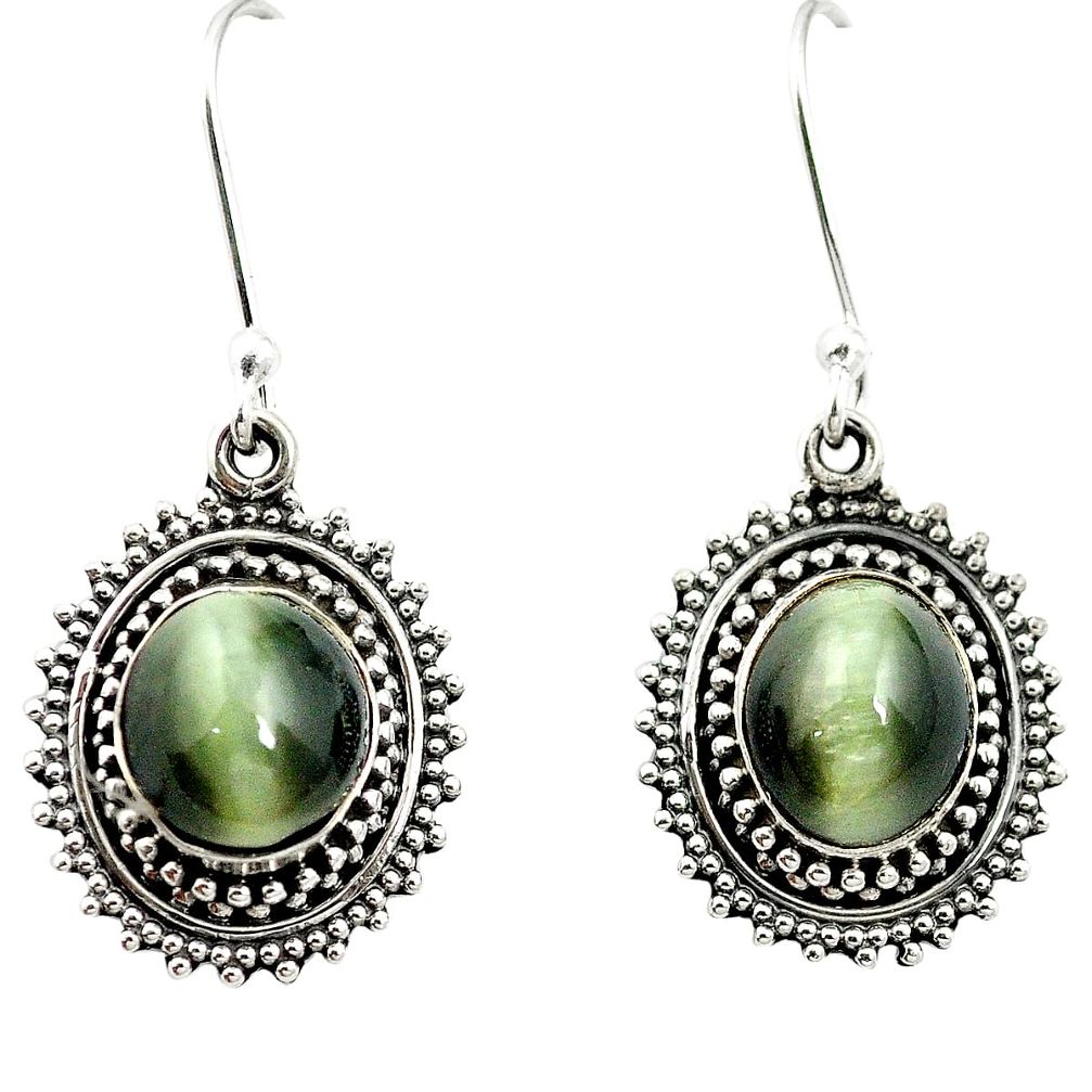 Green cats eye 925 sterling silver dangle earrings jewelry m62897
