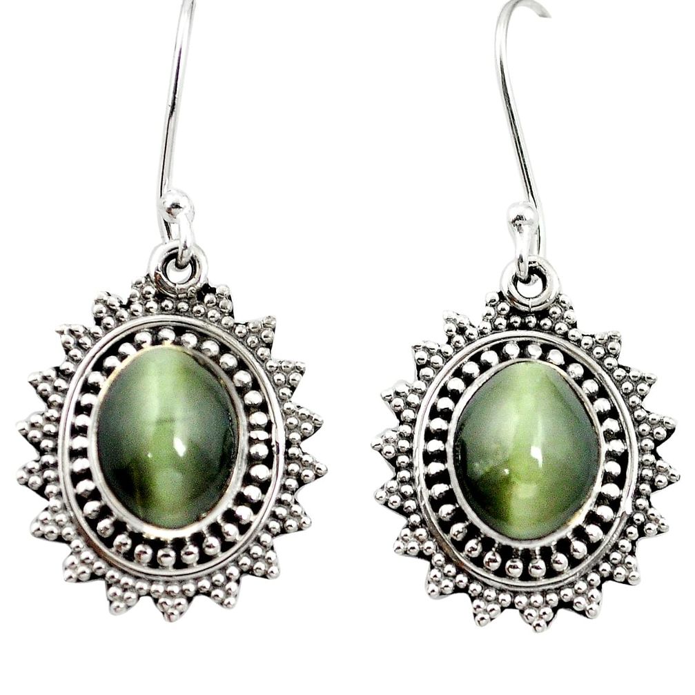 Green cats eye 925 sterling silver dangle earrings jewelry m62898