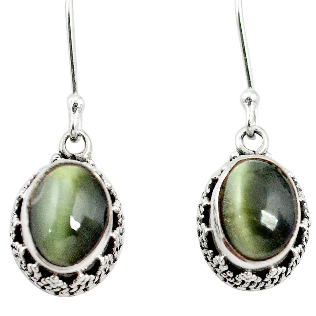 Green cats eye 925 sterling silver dangle earrings jewelry m62899