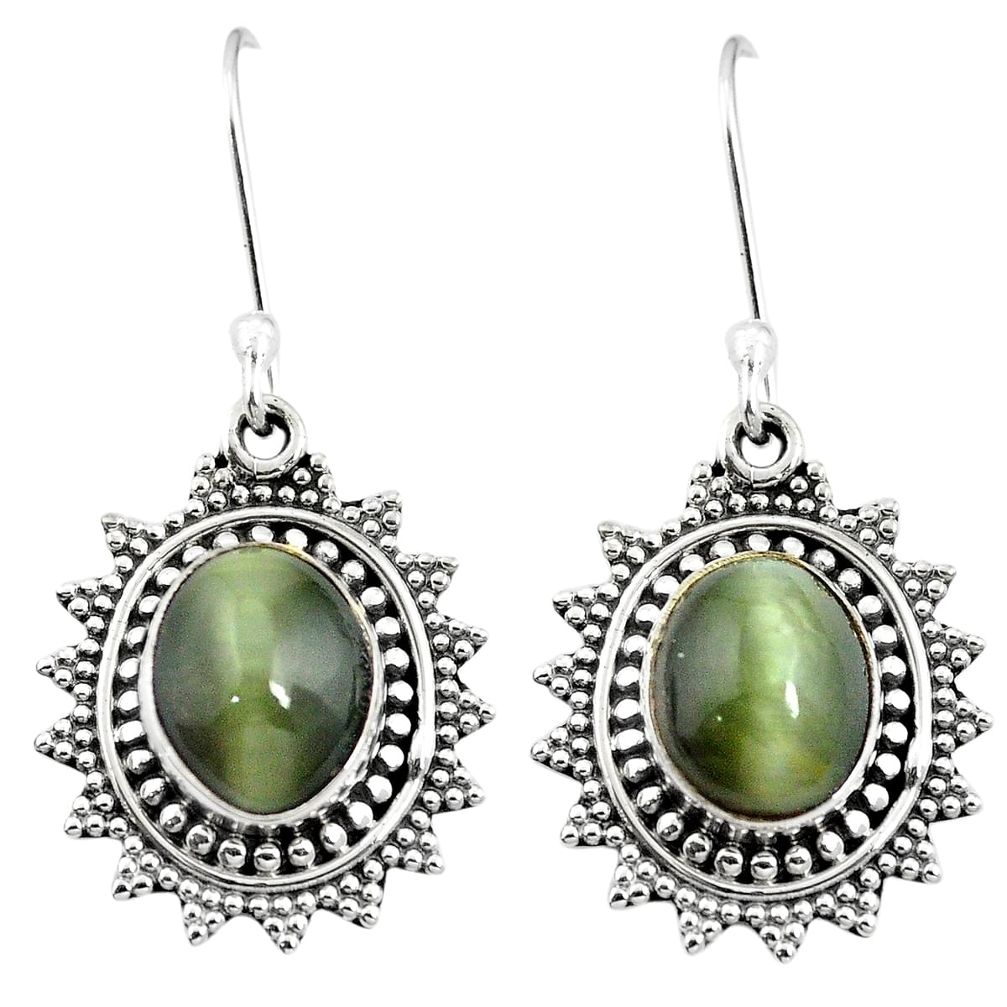 Green cats eye 925 sterling silver dangle earrings jewelry m62911