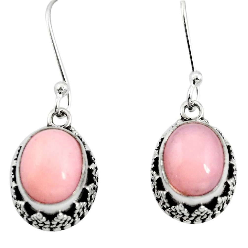 Natural pink opal 925 sterling silver dangle earrings jewelry m62920