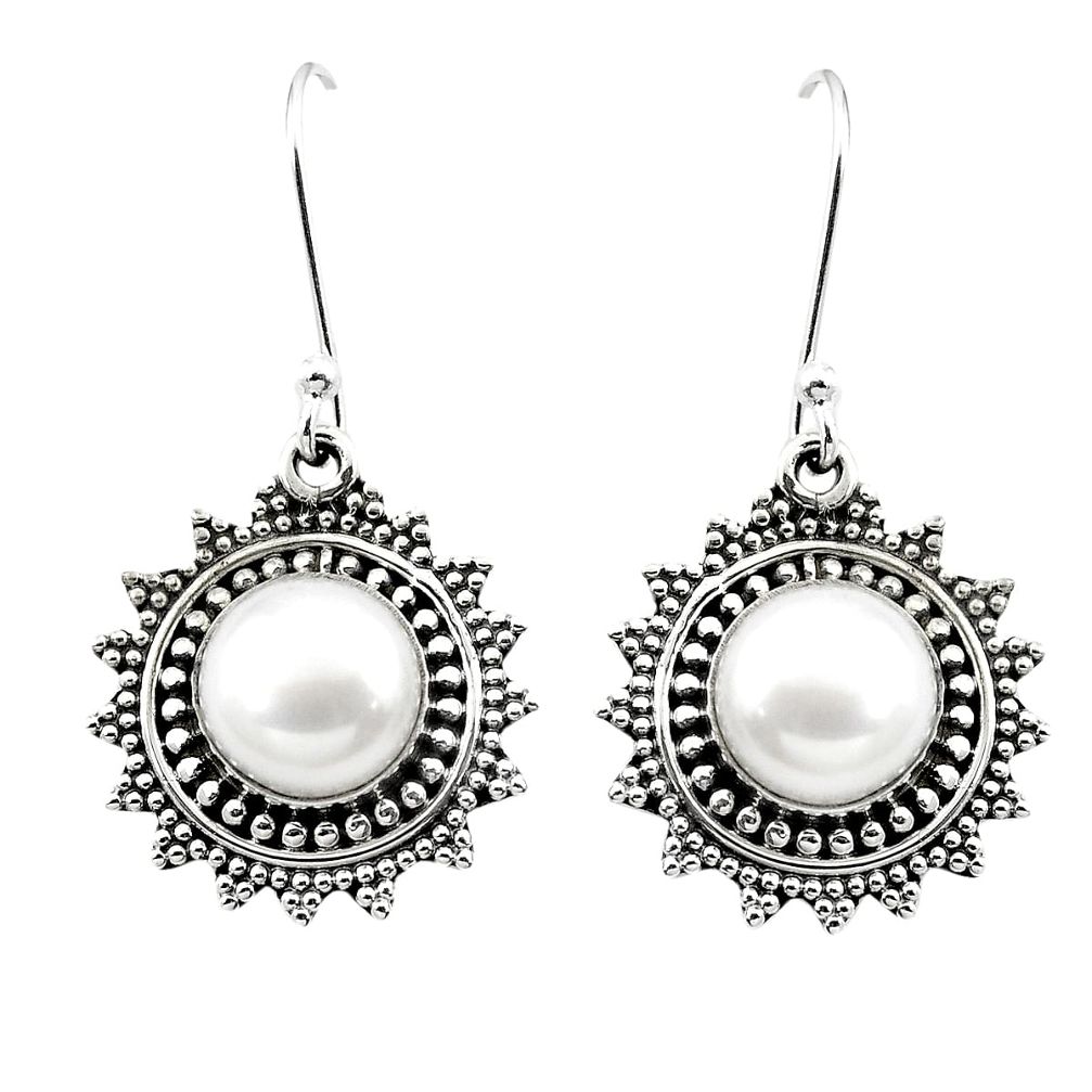 Natural white pearl 925 sterling silver dangle earrings jewelry m62973