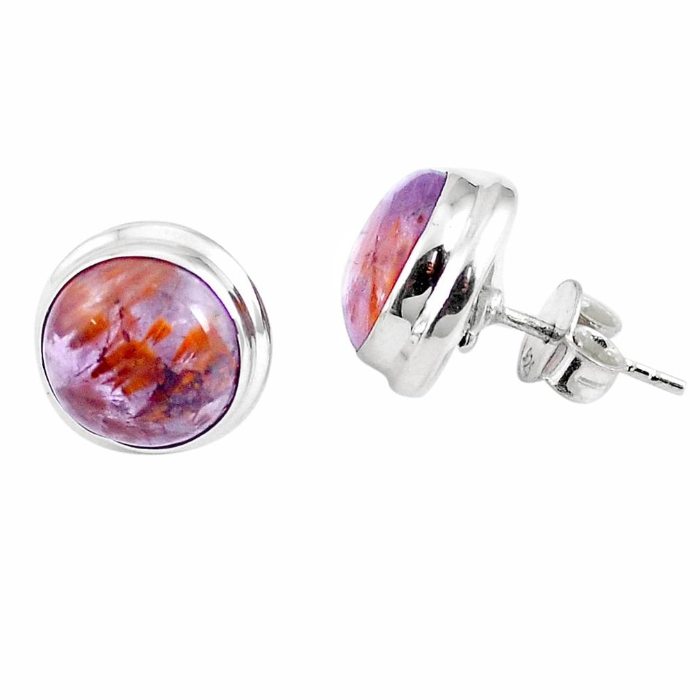 Natural cacoxenite super seven (melody stone) 925 silver stud earrings m63390