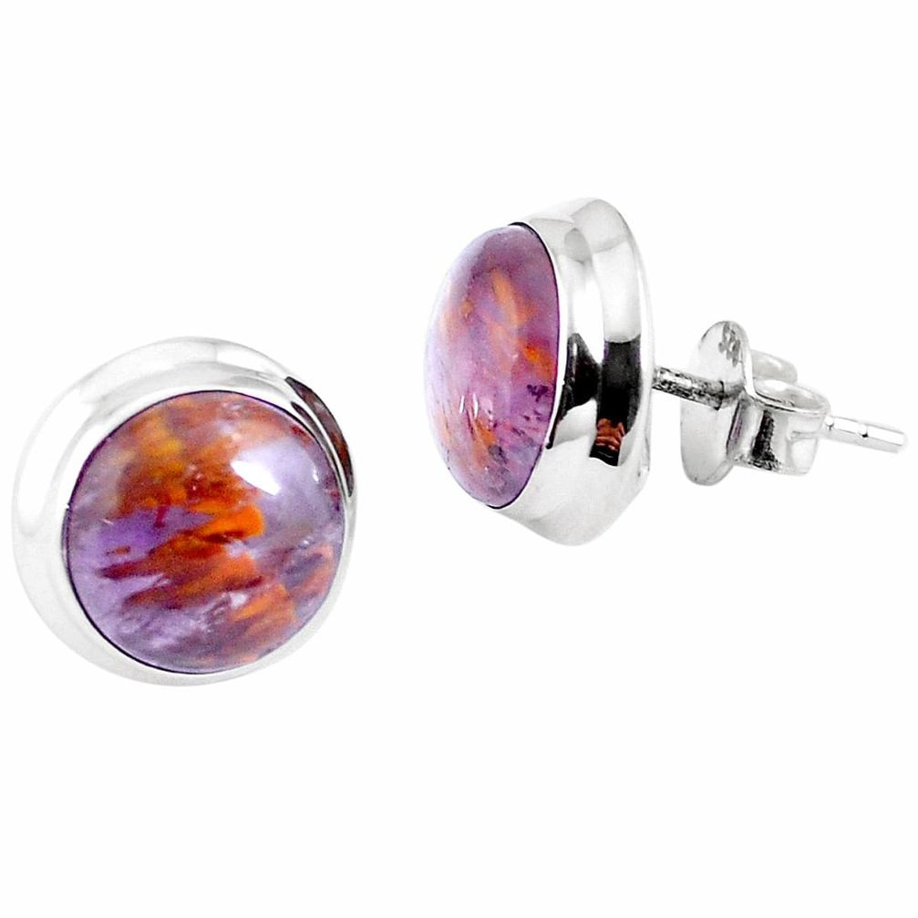 Natural cacoxenite super seven (melody stone) 925 silver stud earrings m63392