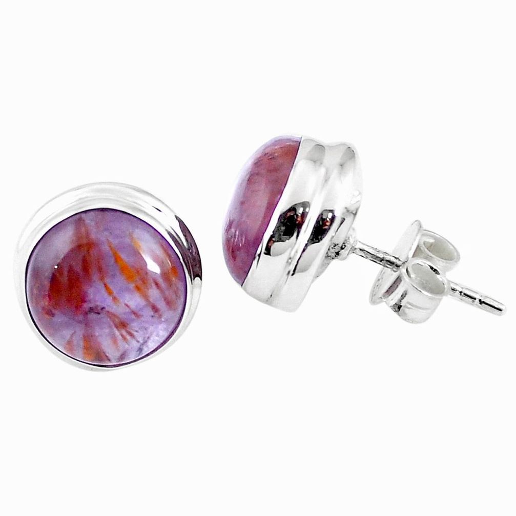 925 silver natural cacoxenite super seven (melody stone) stud earrings m63393