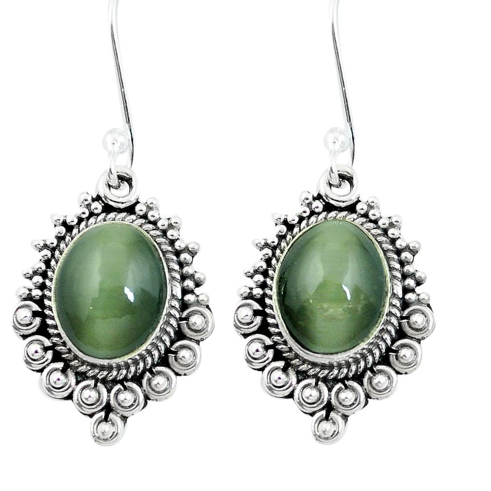 Green cats eye 925 sterling silver dangle earrings jewelry m64142