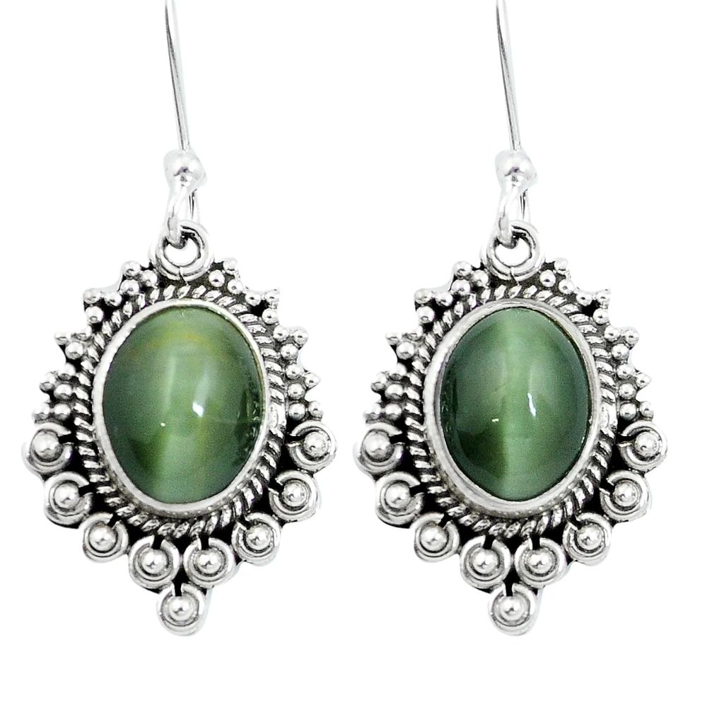 Green cats eye 925 sterling silver dangle earrings jewelry m64155