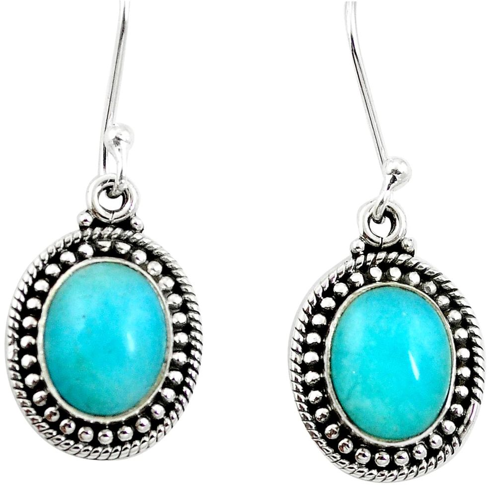 Natural green peruvian amazonite 925 silver dangle earrings jewelry m64175