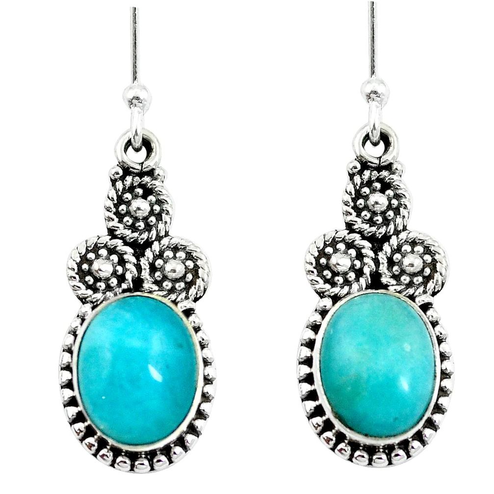 Natural green peruvian amazonite 925 silver dangle earrings jewelry m64177