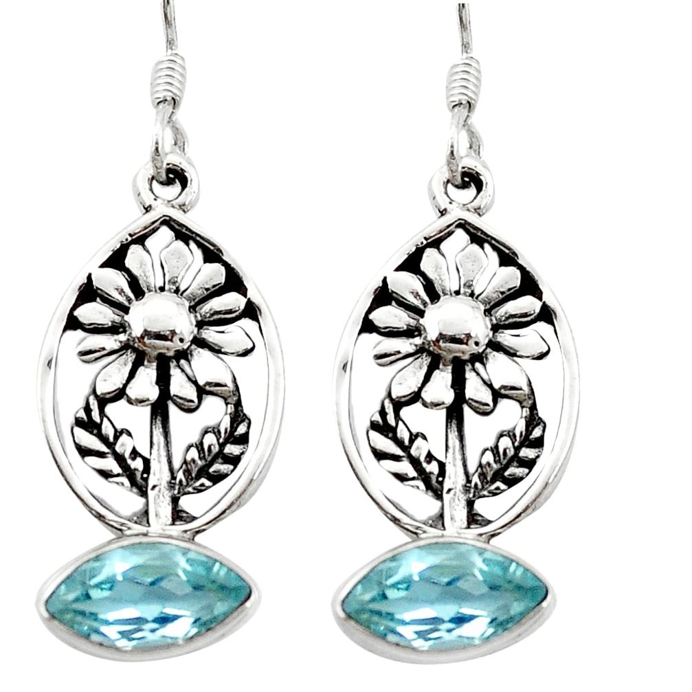 925 sterling silver natural blue topaz flower earrings jewelry m64204