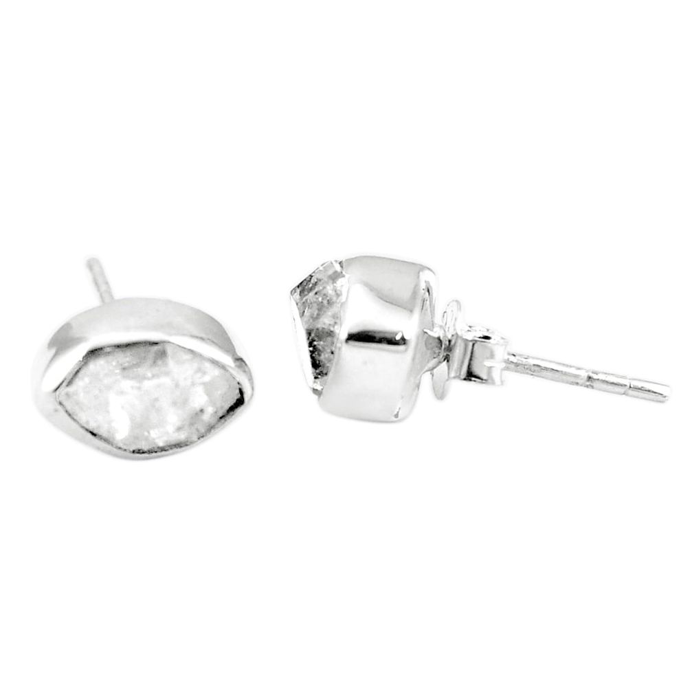 Natural white herkimer diamond 925 sterling silver stud earrings m64221