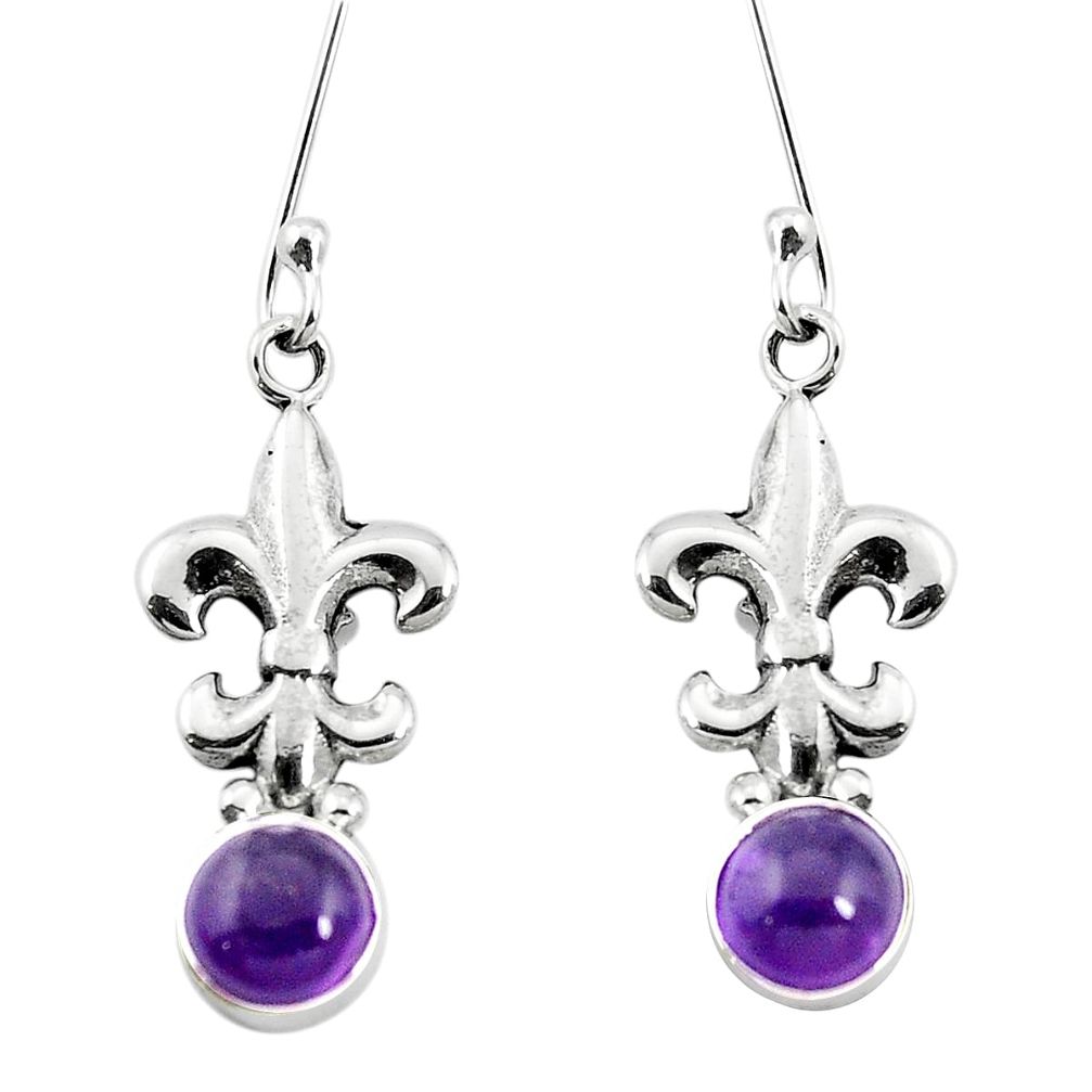 Natural purple amethyst 925 sterling silver dangle earrings m64270