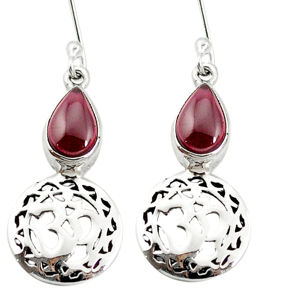 925 sterling silver natural red garnet dangle om earrings jewelry m64290