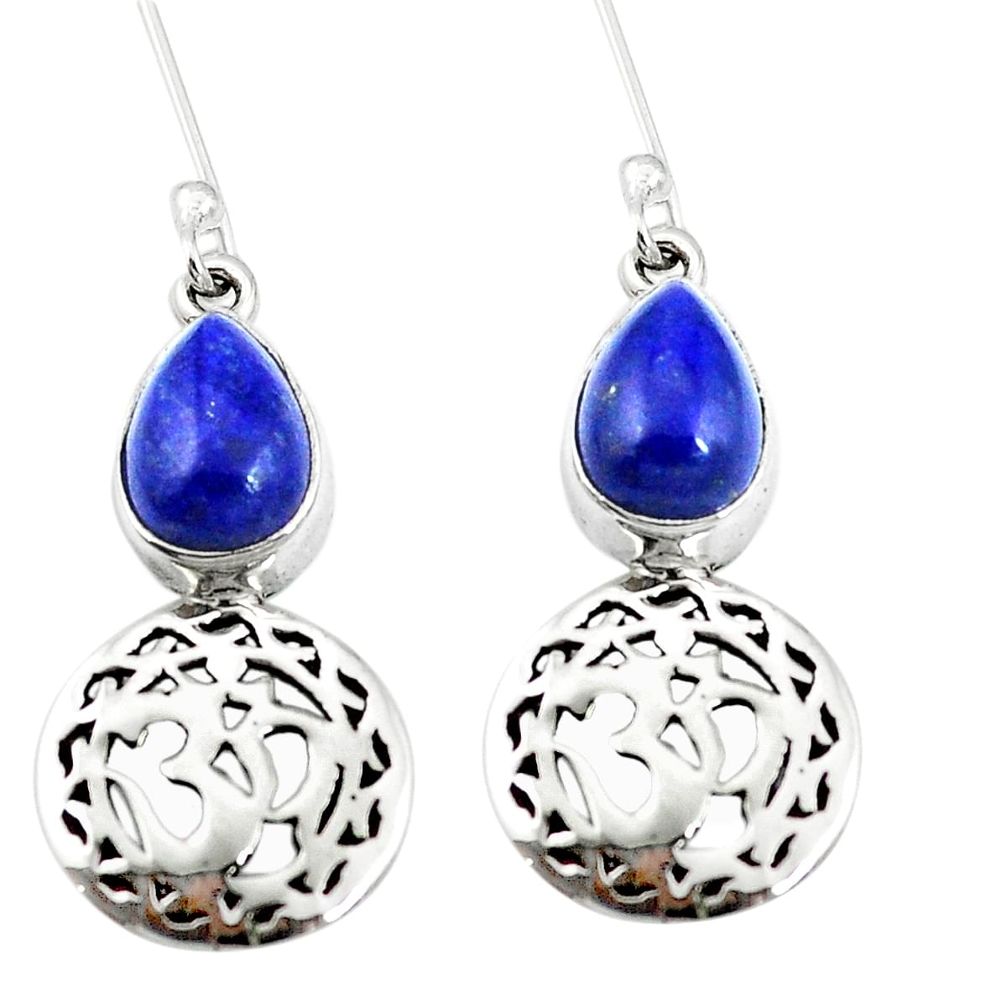 925 sterling silver natural blue lapis lazuli dangle om earrings jewelry m64299