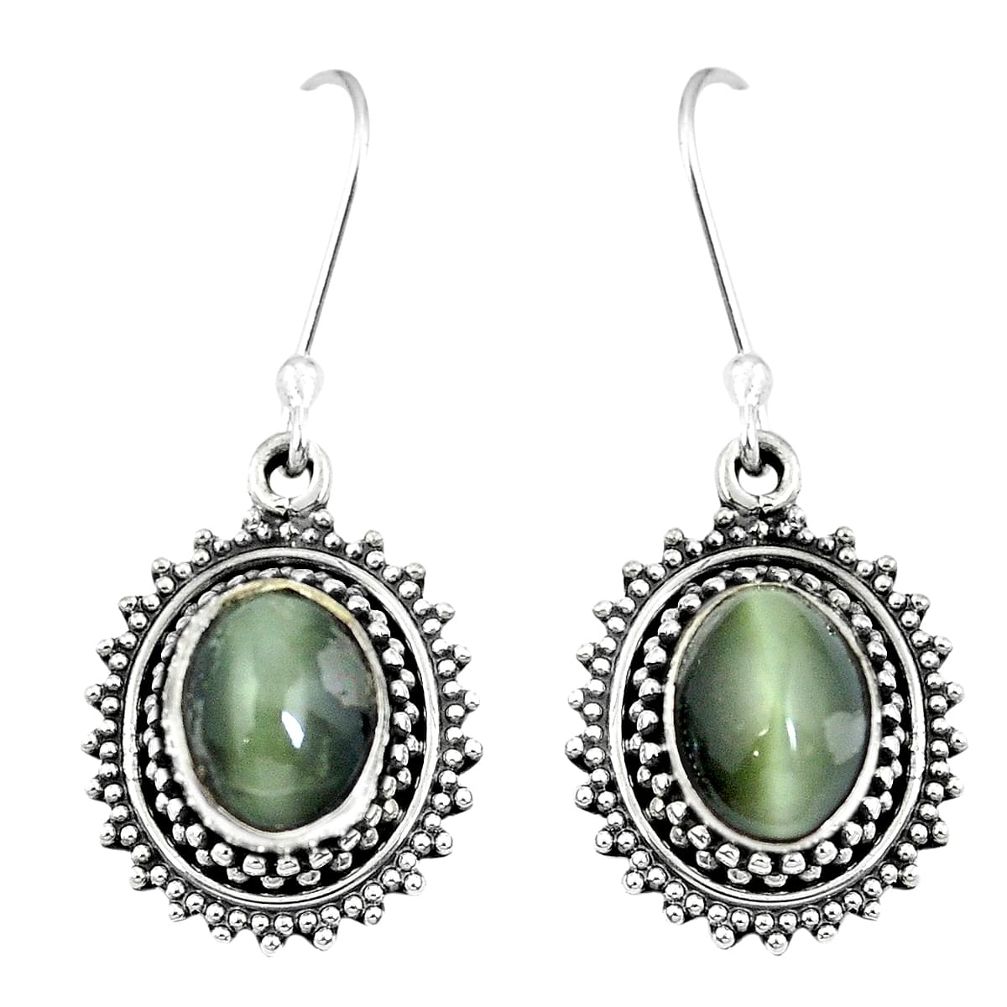 Green cats eye 925 sterling silver dangle earrings jewelry m64321