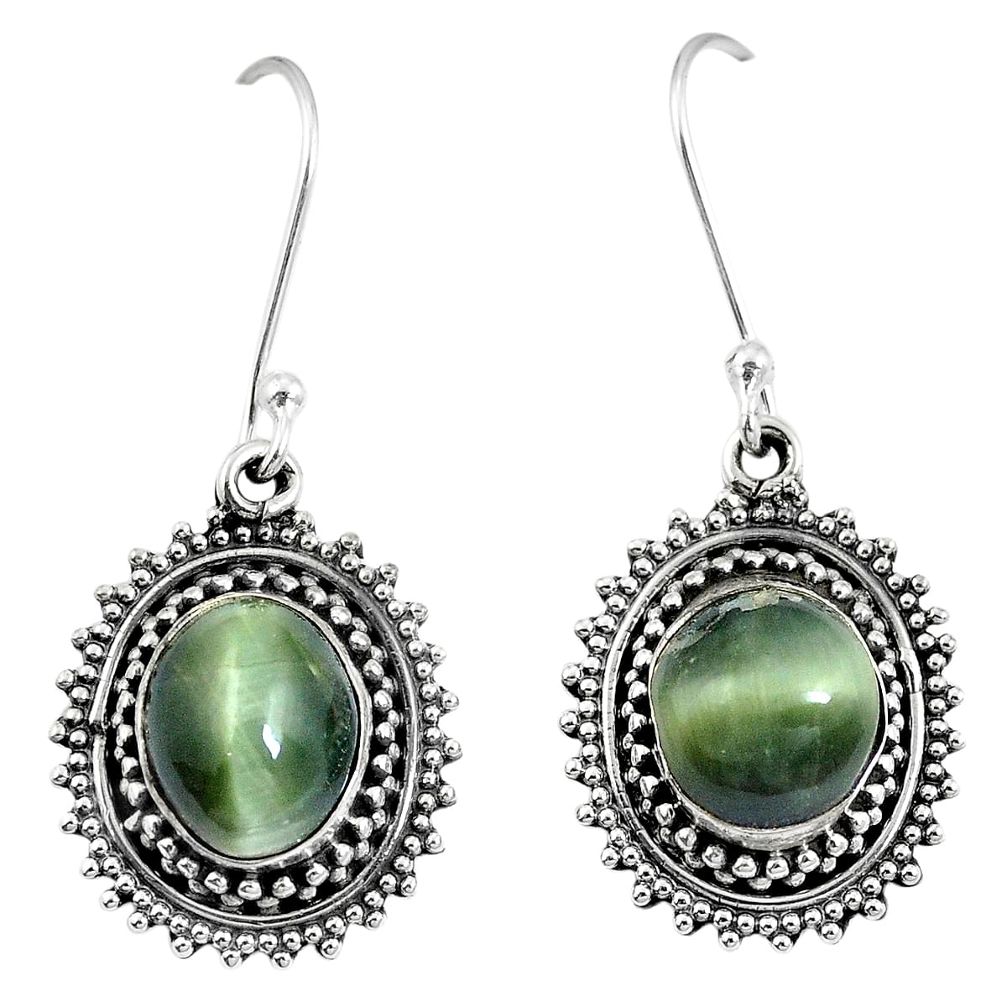 Green cats eye 925 sterling silver dangle earrings jewelry m64322