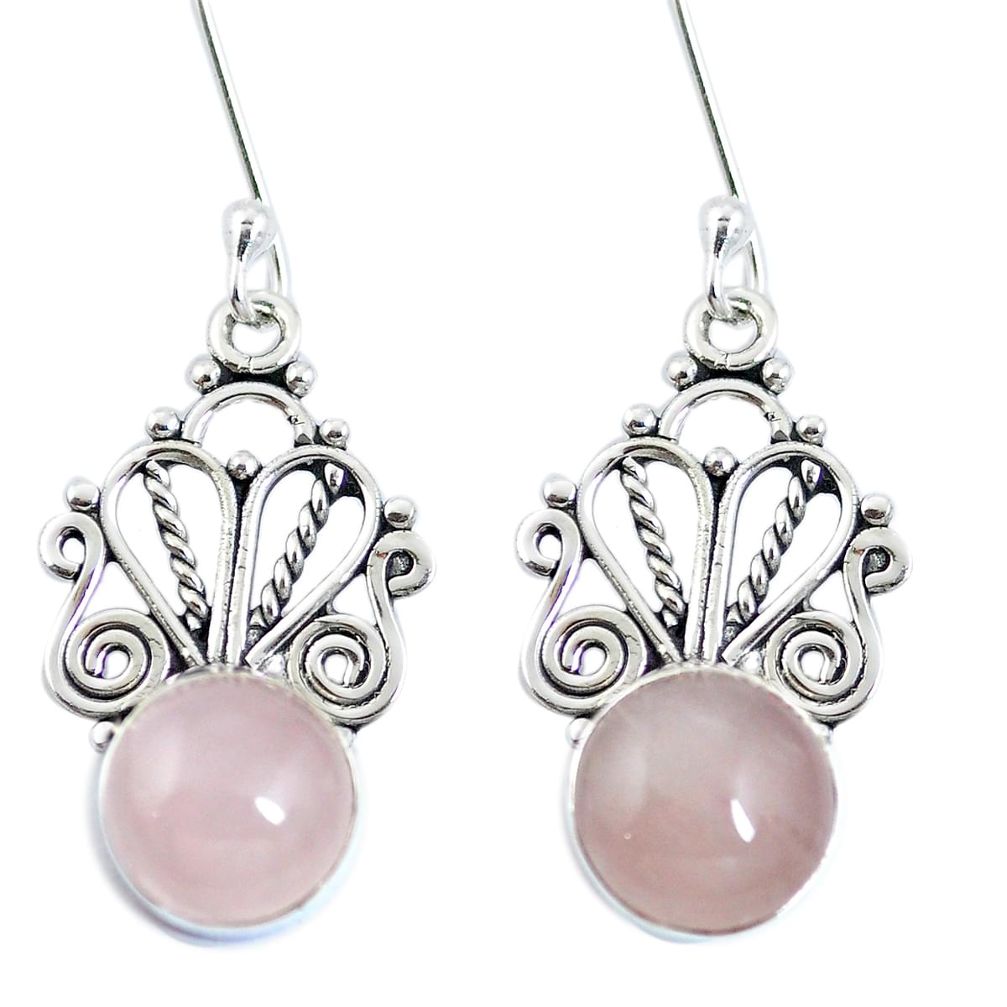 925 sterling silver natural pink rose quartz dangle earrings jewelry m65180
