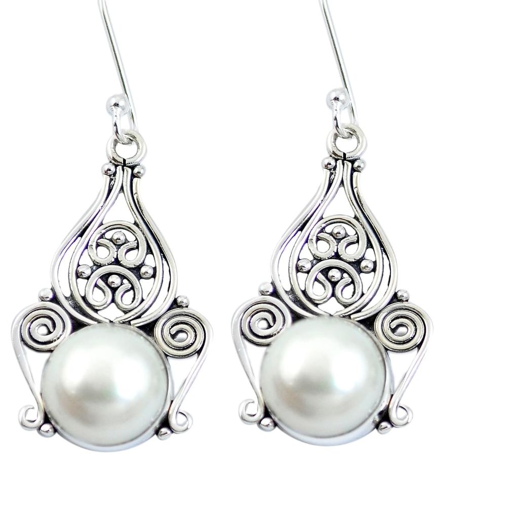 Natural white pearl 925 sterling silver dangle earrings jewelry m65203