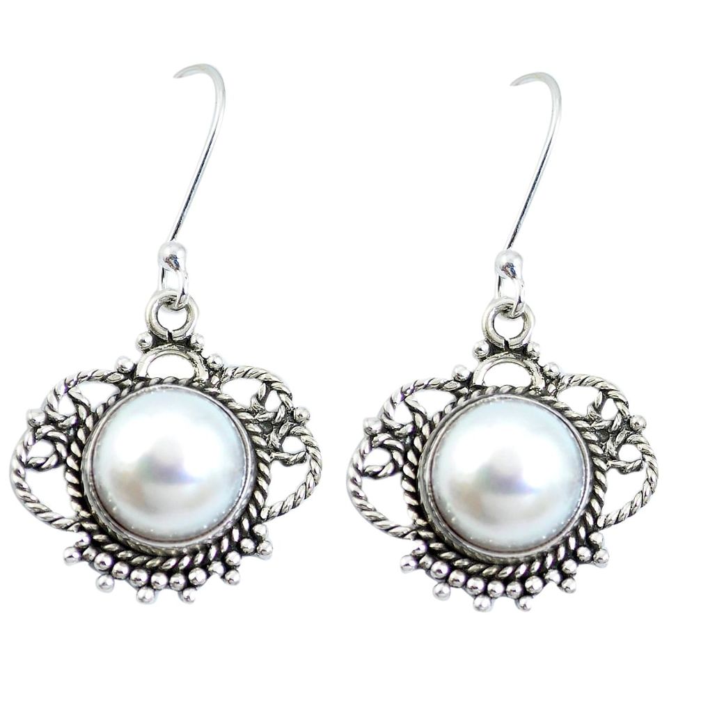 Natural white pearl 925 sterling silver dangle earrings jewelry m65212