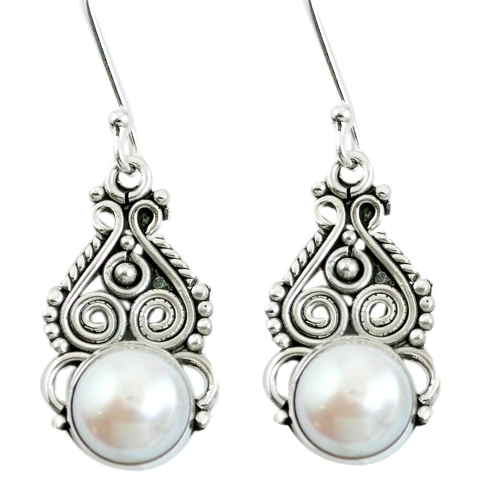 Natural white pearl 925 sterling silver dangle earrings jewelry m65219