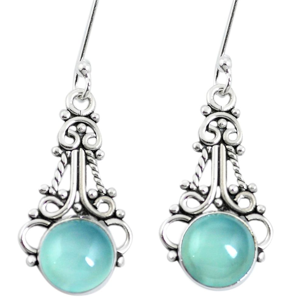 925 sterling silver natural aqua chalcedony dangle earrings jewelry m65226