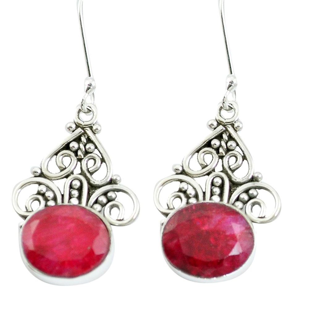 Natural red ruby 925 sterling silver dangle earrings jewelry m65243
