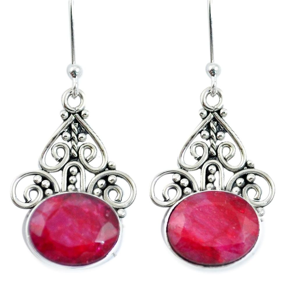 Natural red ruby 925 sterling silver dangle earrings jewelry m65247