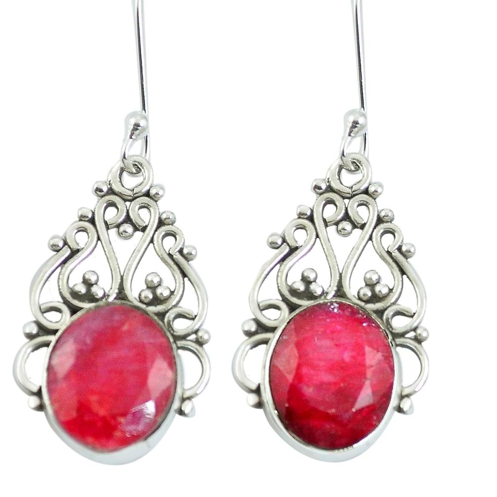 Natural red ruby 925 sterling silver dangle earrings jewelry m65248
