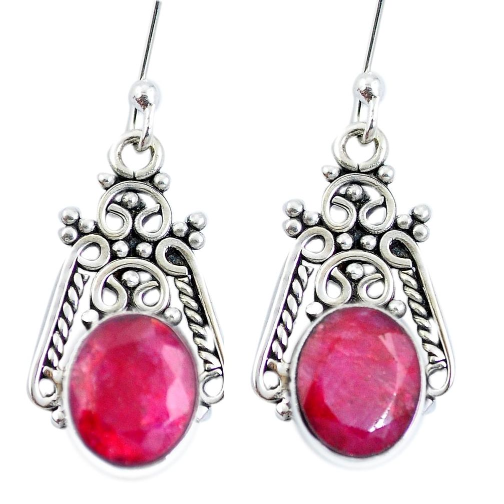 Natural red ruby 925 sterling silver dangle earrings jewelry m65250