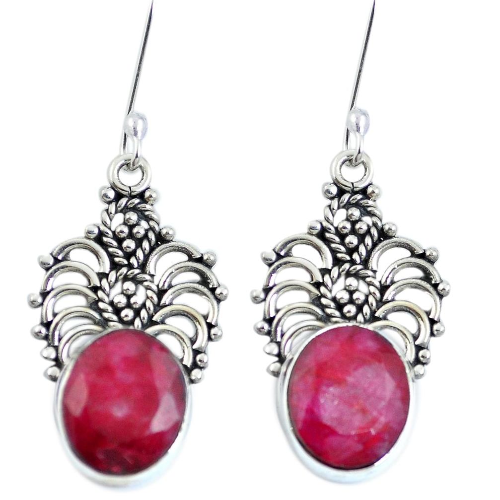 Natural red ruby 925 sterling silver dangle earrings jewelry m65252