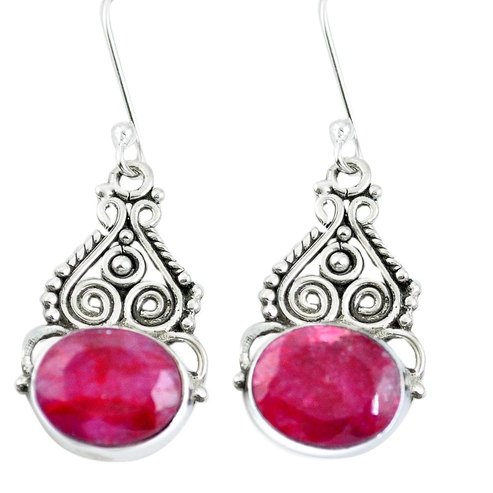 Natural red ruby 925 sterling silver dangle earrings jewelry m65255