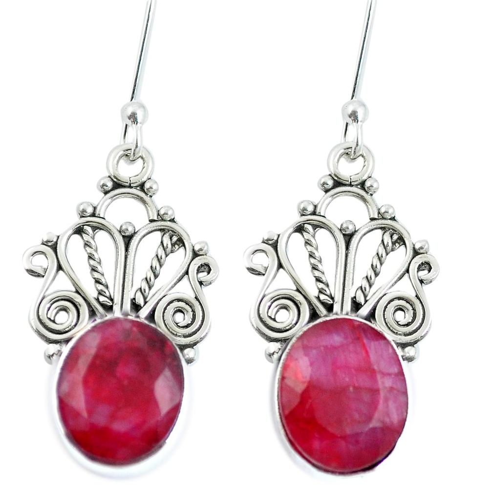 Natural red ruby 925 sterling silver dangle earrings jewelry m65257