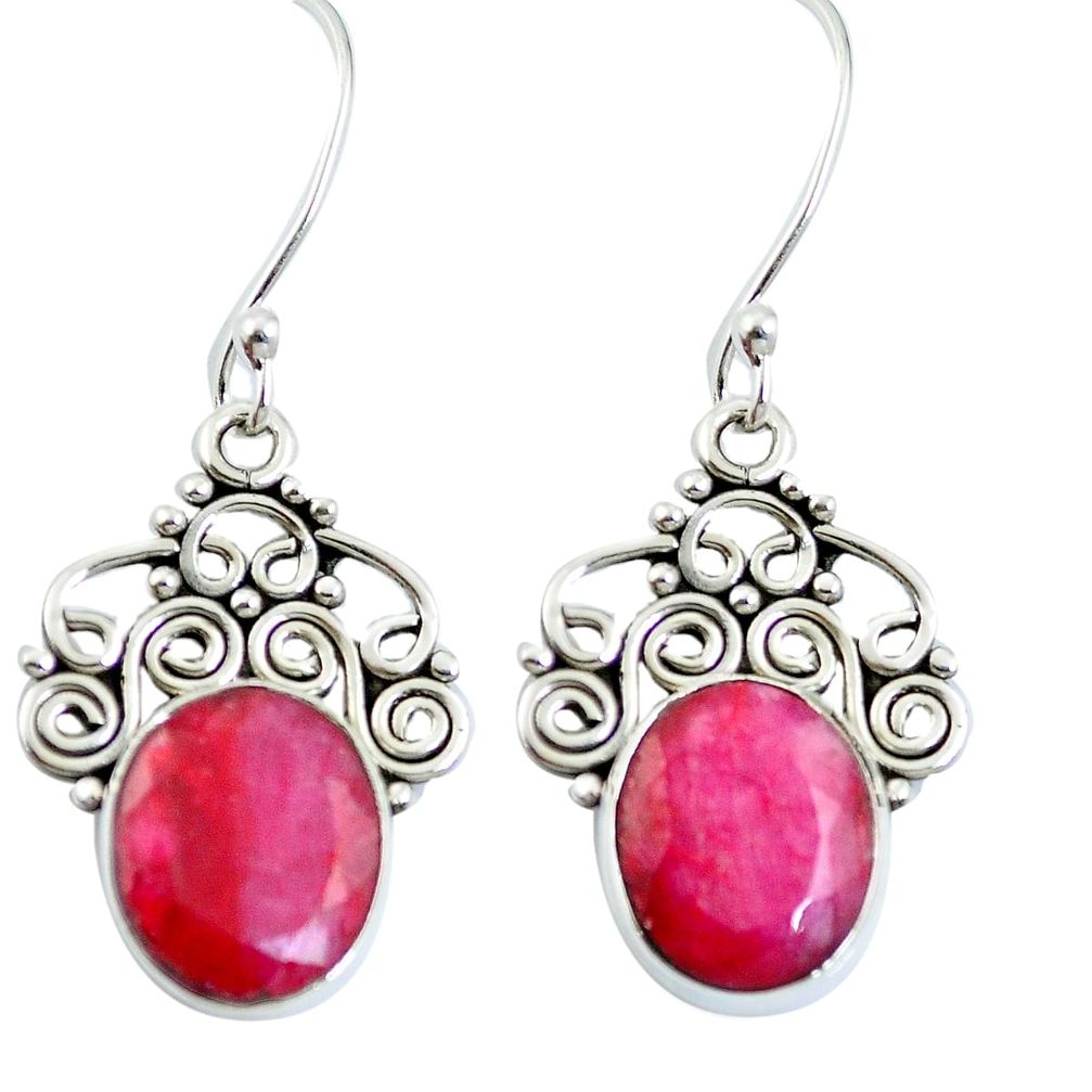 Natural red ruby 925 sterling silver dangle earrings jewelry m65258