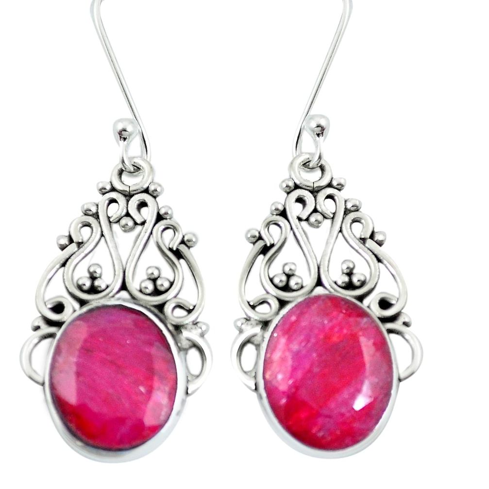 925 sterling silver natural red ruby dangle earrings jewelry m65259