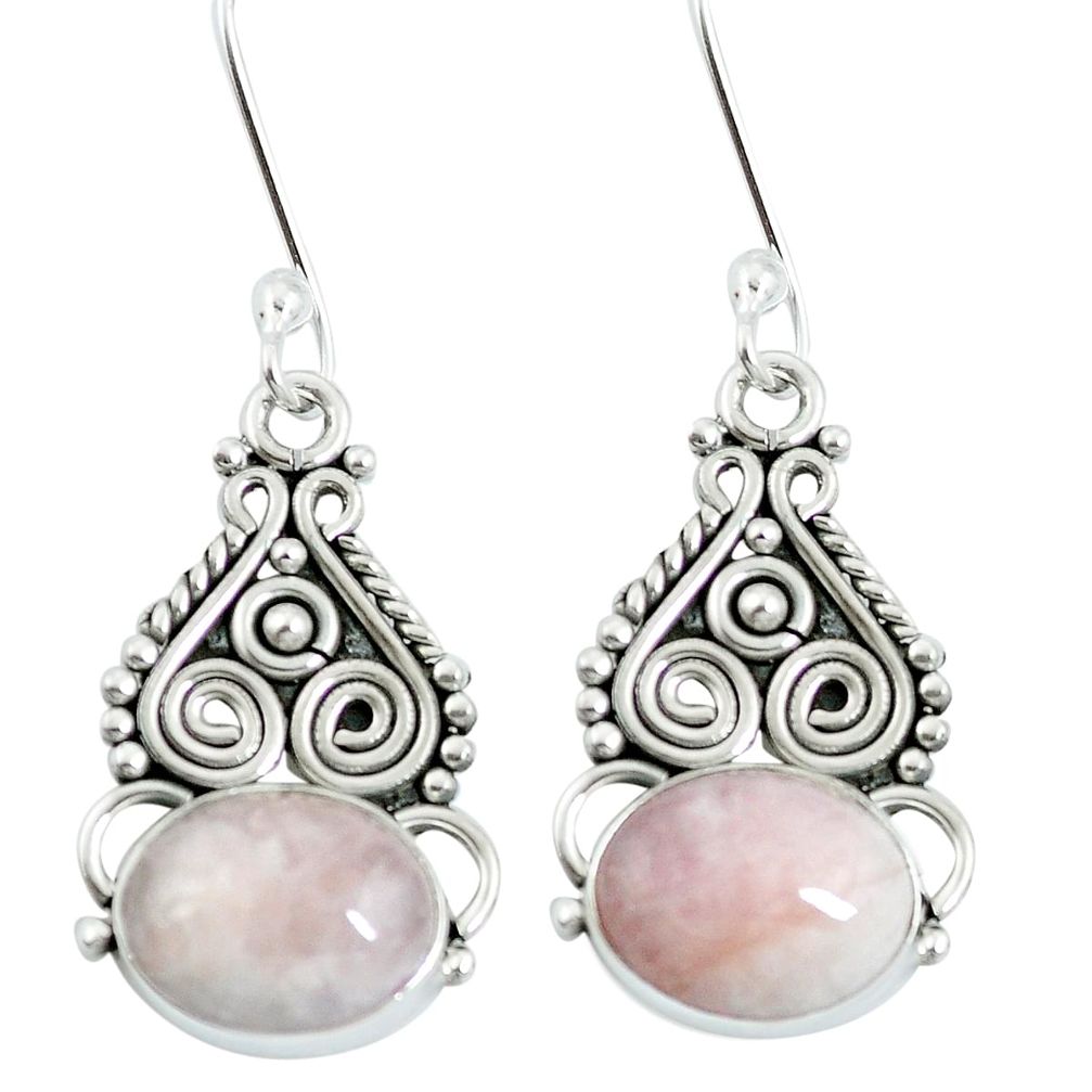 8.51cts natural pink morganite 925 sterling silver dangle earrings m65268