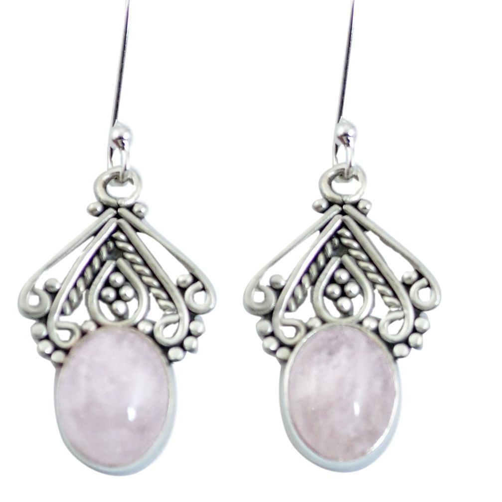 8.17cts natural pink morganite 925 sterling silver dangle earrings m65269