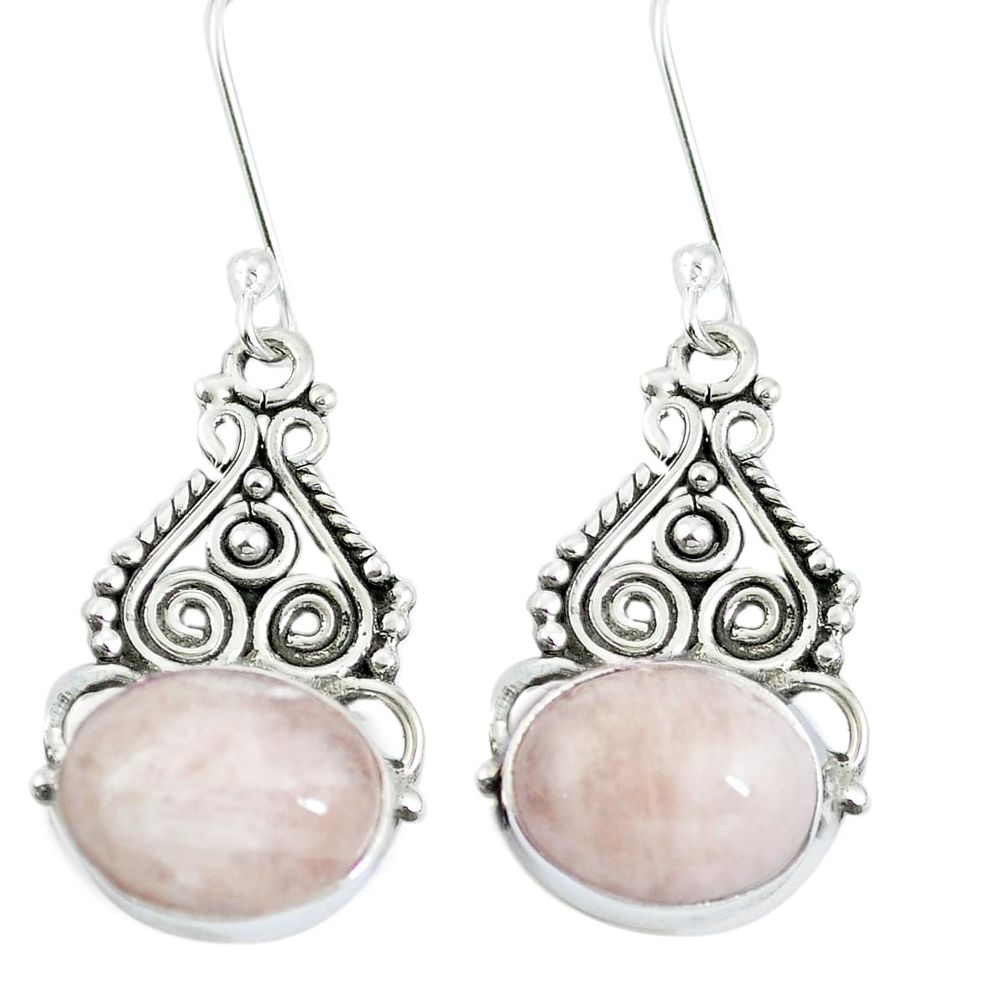8.58cts natural pink morganite 925 sterling silver dangle earrings m65276