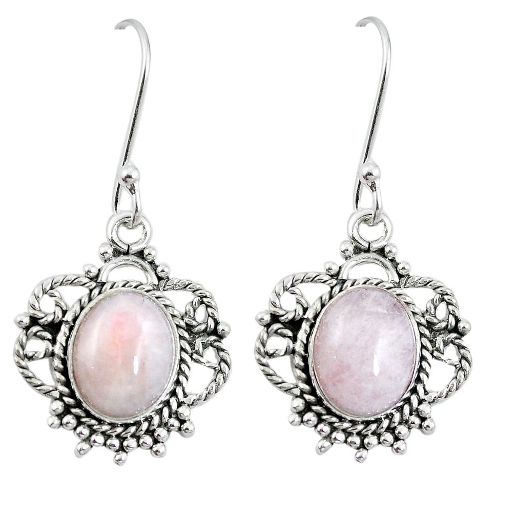 8.45cts natural pink morganite 925 sterling silver dangle earrings m65280