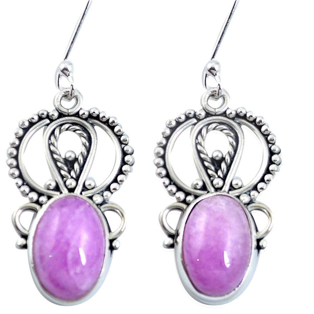 10.13cts natural pink kunzite 925 sterling silver dangle earrings jewelry m65281