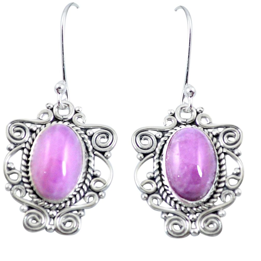 9.63cts natural pink kunzite 925 sterling silver dangle earrings jewelry m65282