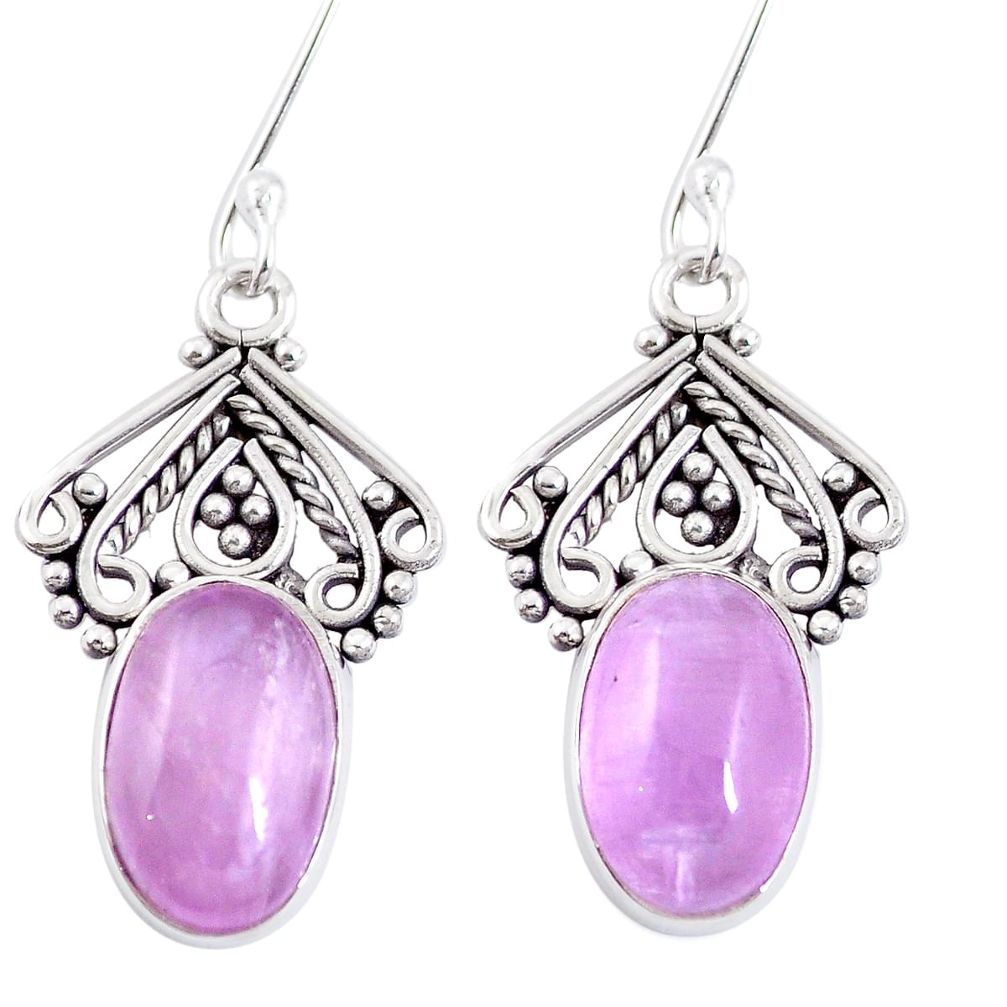 9.70cts natural pink kunzite 925 sterling silver dangle earrings jewelry m65283