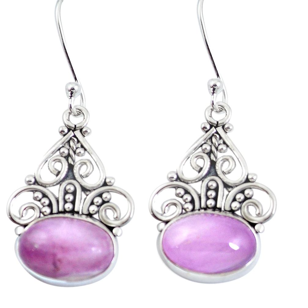 9.81cts natural pink kunzite 925 sterling silver dangle earrings jewelry m65284