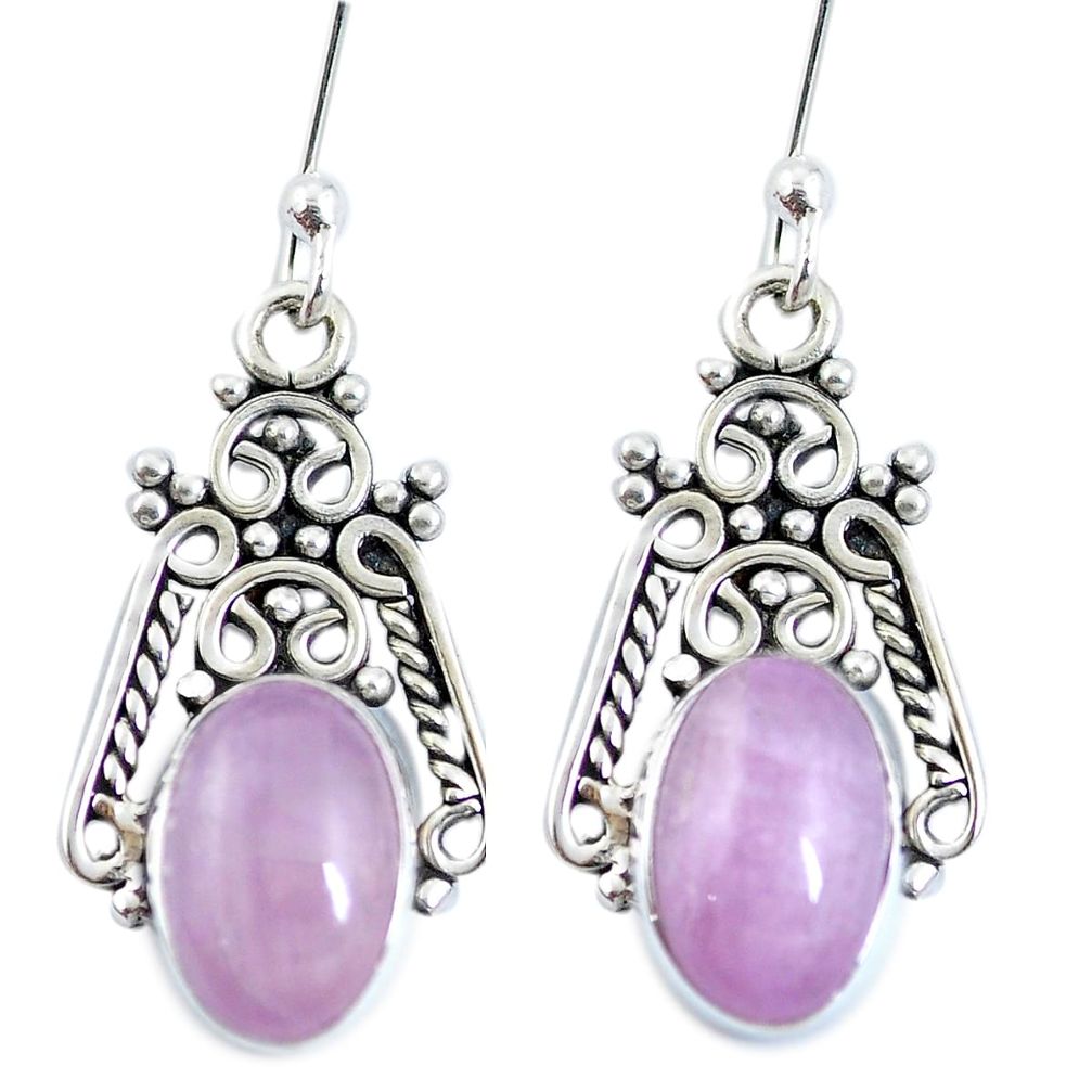 9.65cts natural pink kunzite 925 sterling silver dangle earrings jewelry m65289