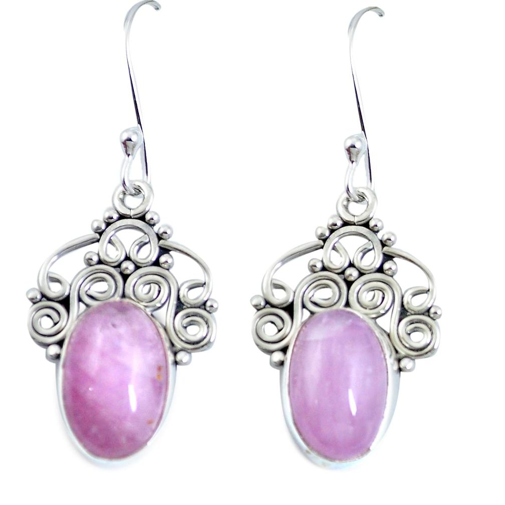 9.95cts natural pink kunzite 925 sterling silver dangle earrings jewelry m65290